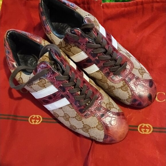 GUCCI Brown/Maroon Monogram Shoes - Picture 6 of 6